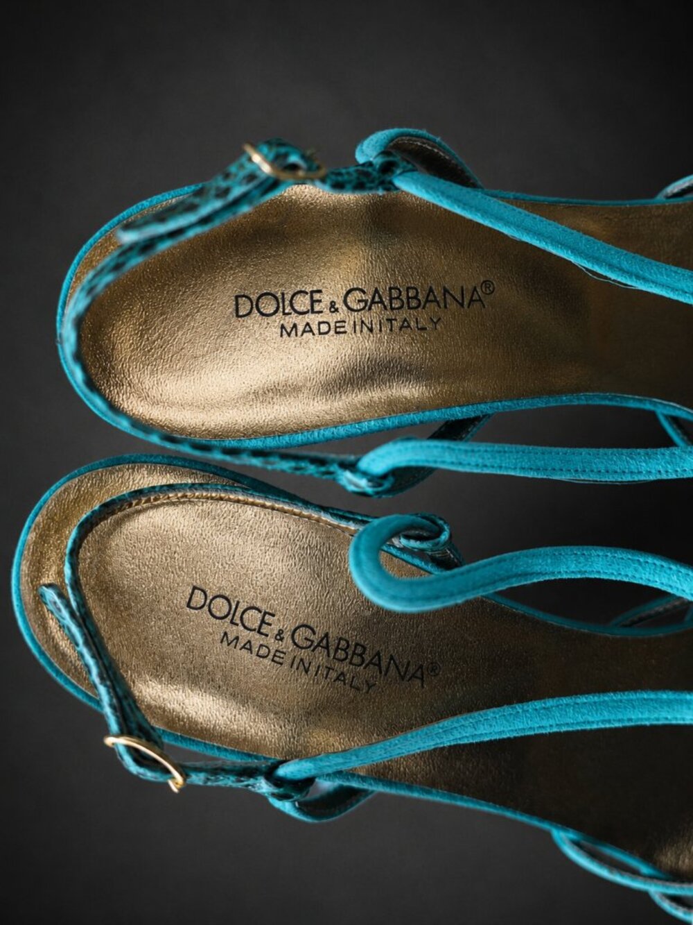 Dolce & Gabbana Turquoise Snake Strappy Heels – Italian Luxury, Size 38.5 - Picture 2 of 9